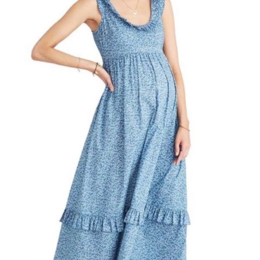Hatch Dress The Rafaela Maxi Dress Blue Prairie Floral 2 Maternity Medium 8 10